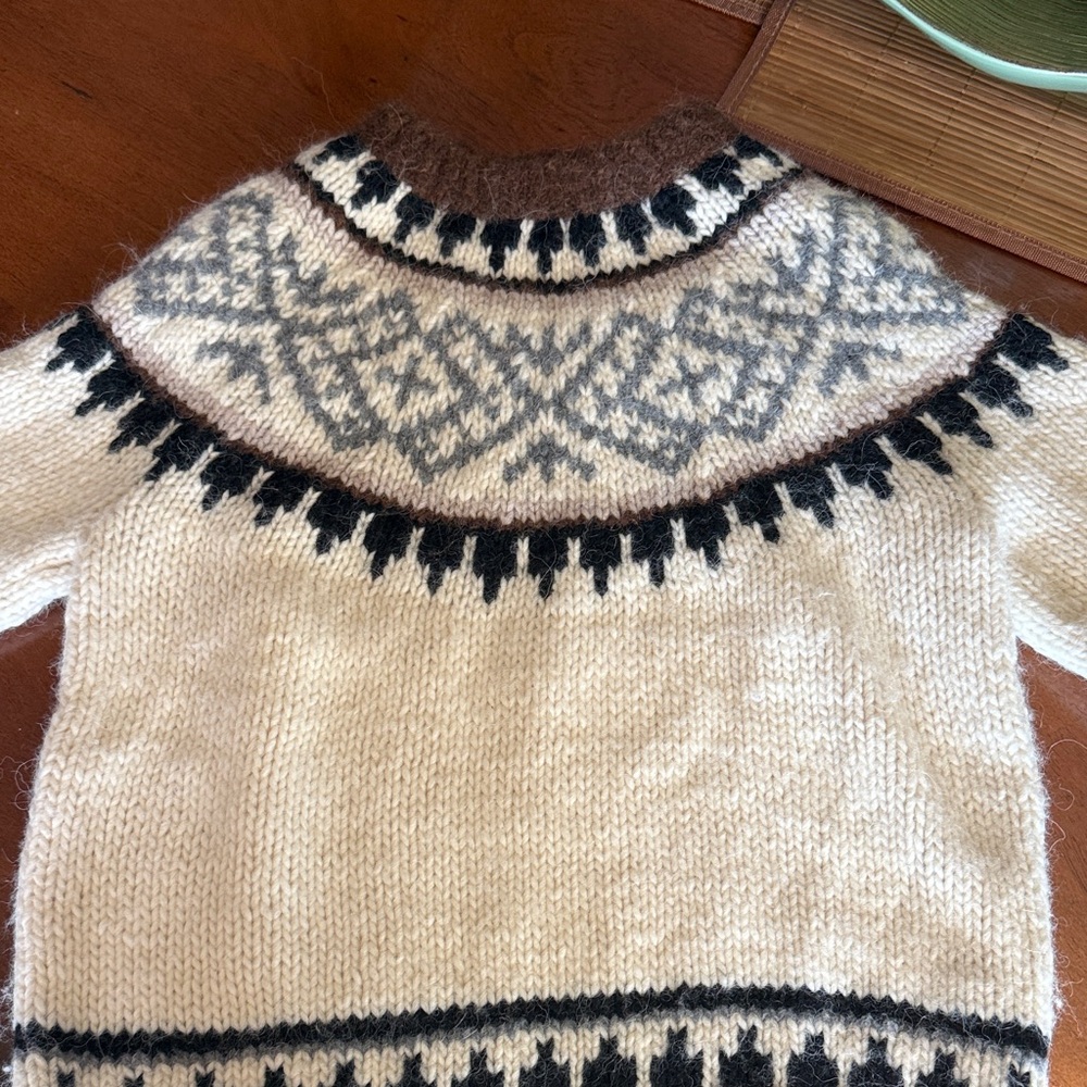 J. Crew Hand Knit Sweater in Brown and Cream